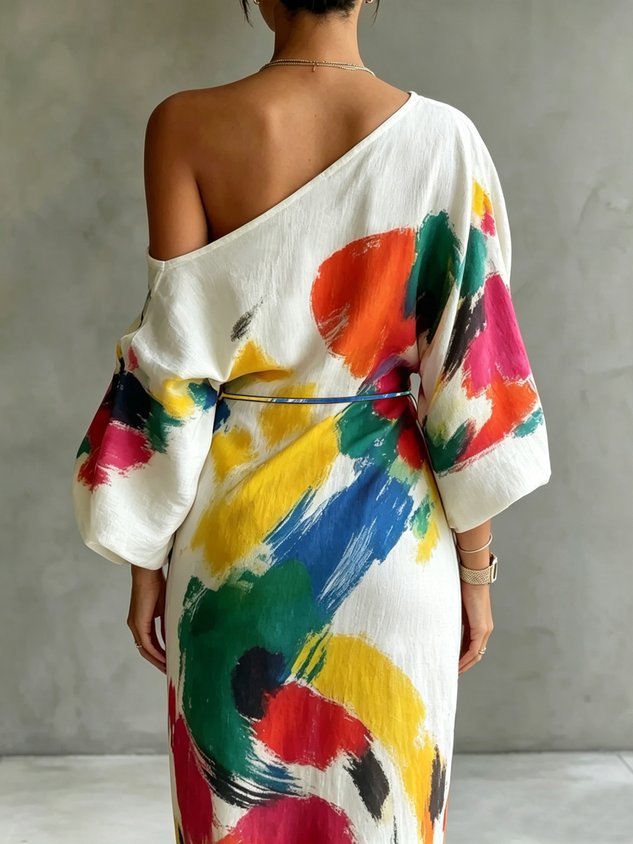 Davina | Abstract Print Maxi Dress