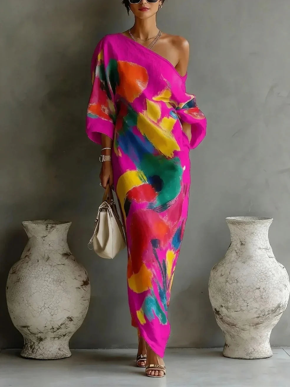 Davina | Abstract Print Maxi Dress