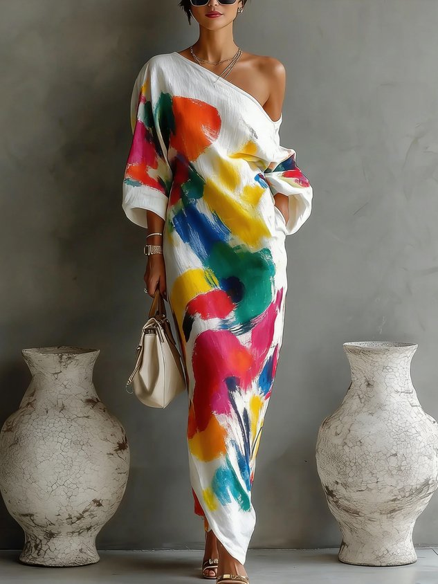 Davina | Abstract Print Maxi Dress