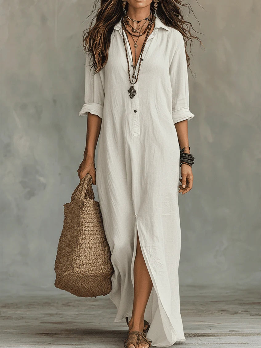 Selene | Loose Maxi Dress with Buttons