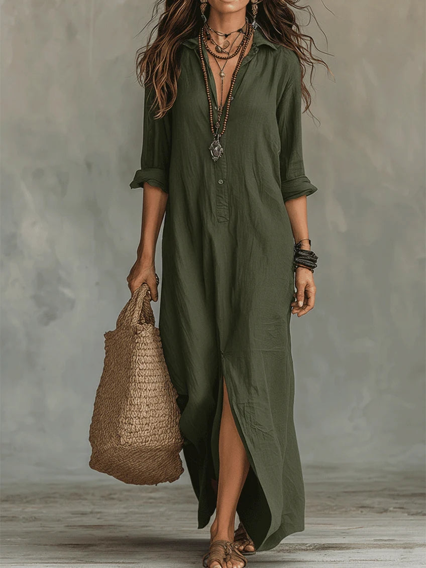 Selene | Loose Maxi Dress with Buttons