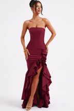 Seraphina - Ruffle Slit Maxi Dress