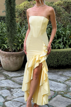 Seraphina - Ruffle Slit Maxi Dress