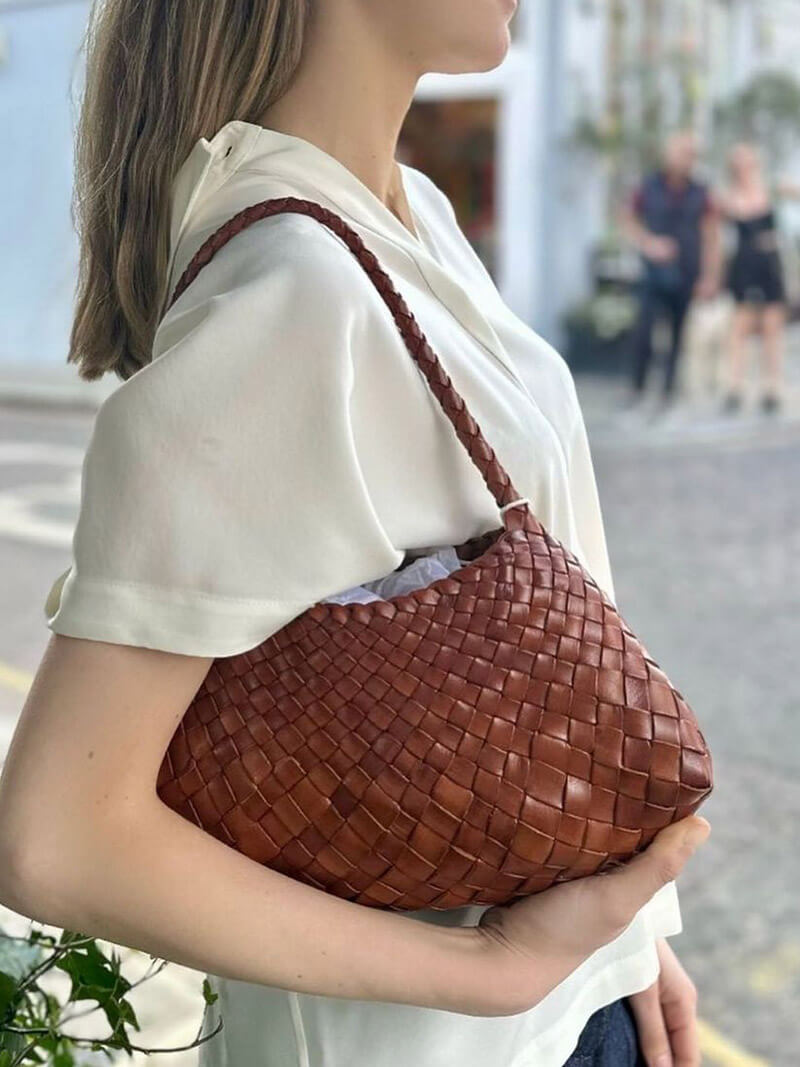 Marissa Vegan Leather Woven Bag Small
