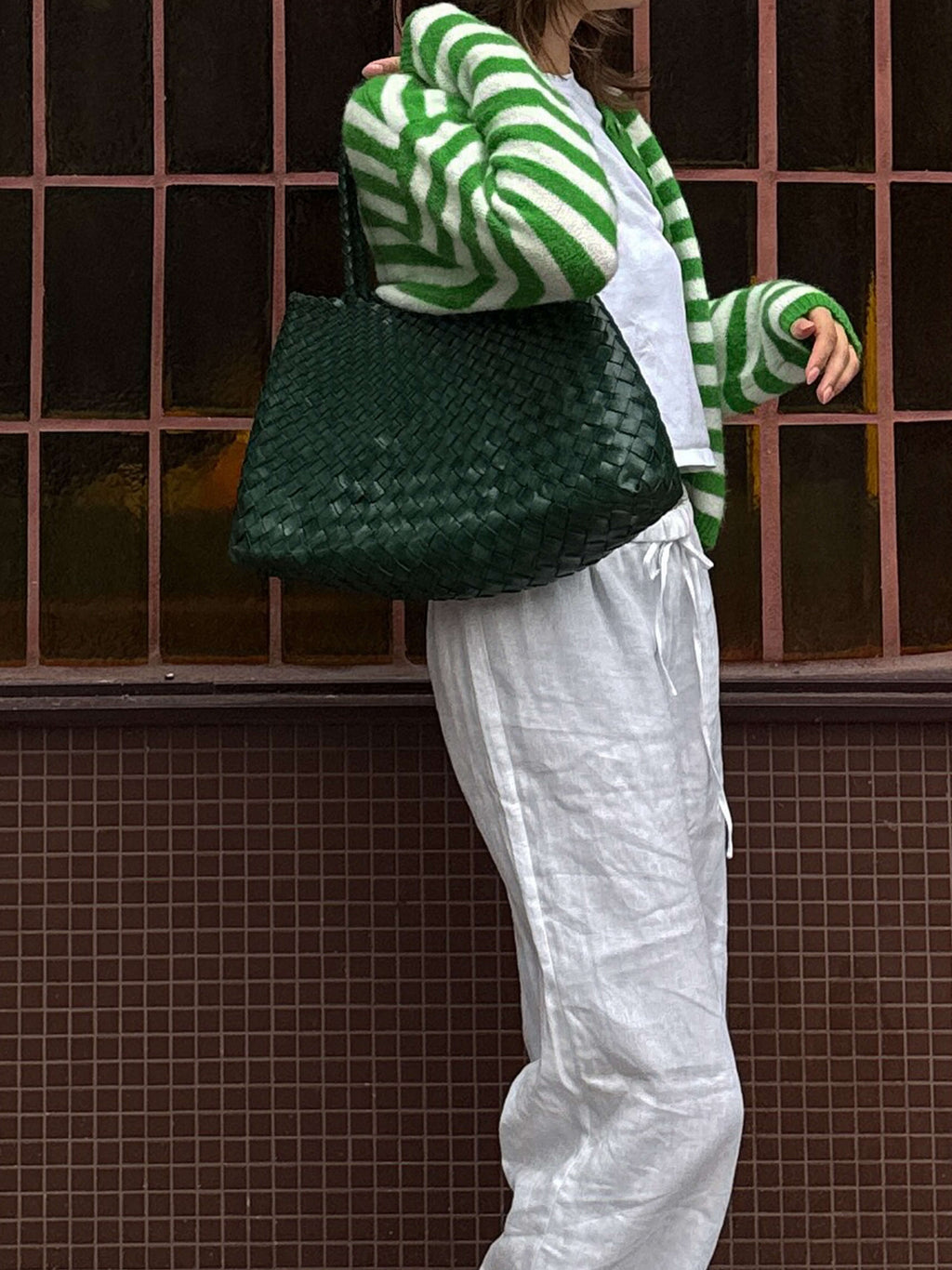 Marissa Vegan Leather Woven Bag Medium