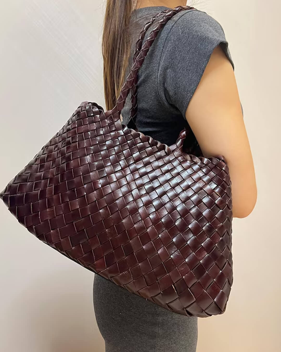Marissa Vegan Leather Woven Bag Medium