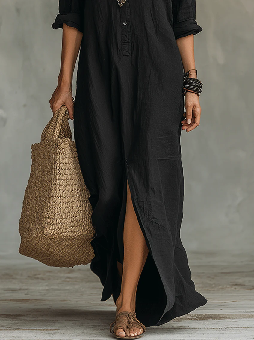 Selene | Loose Maxi Dress with Buttons