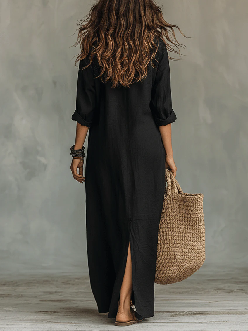 Selene | Loose Maxi Dress with Buttons