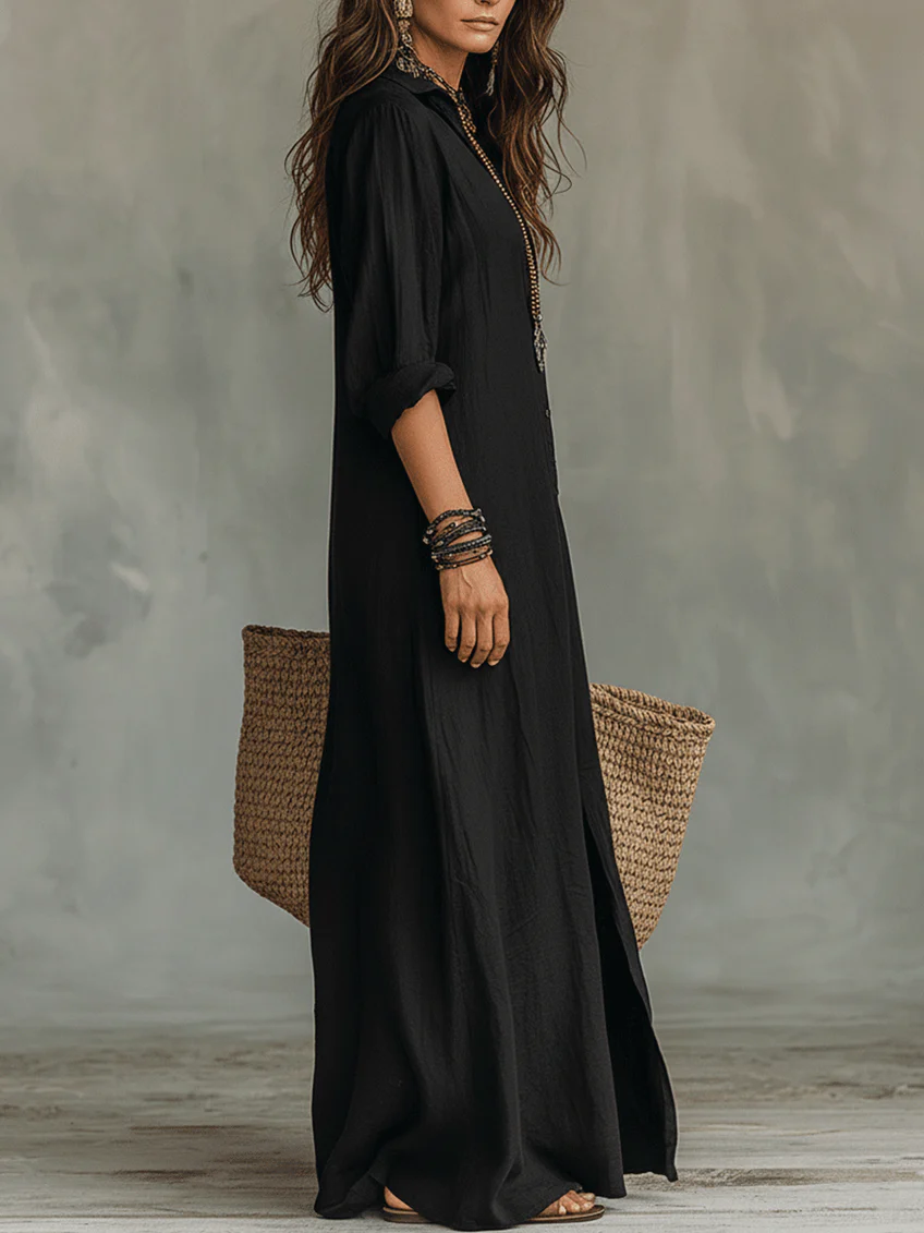 Selene | Loose Maxi Dress with Buttons