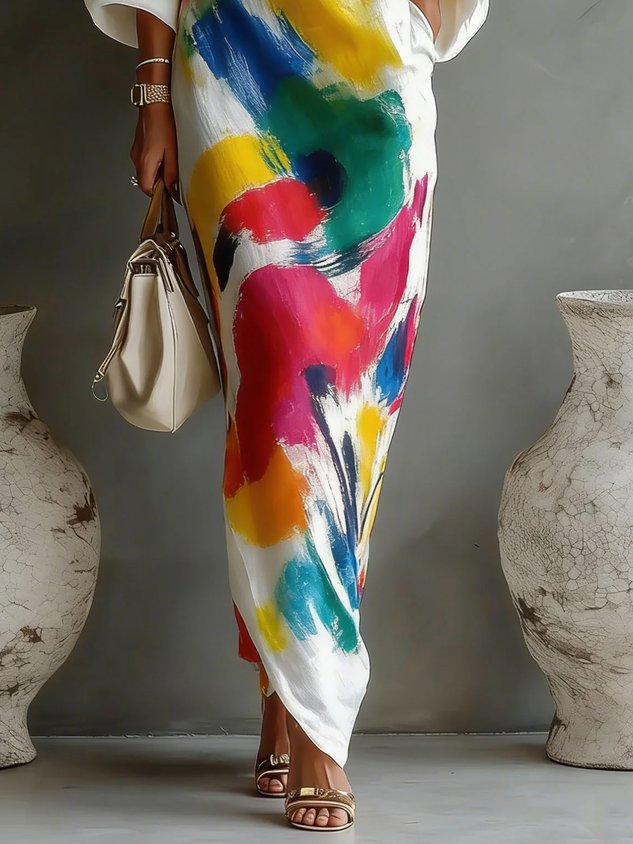 Davina | Abstract Print Maxi Dress