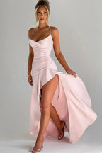 Ceres - Satin Ruffle Maxi Dress