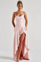 Ceres - Satin Ruffle Maxi Dress