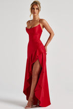 Ceres - Satin Ruffle Maxi Dress
