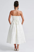 Paula - Strapless Jacquard Midi Dress